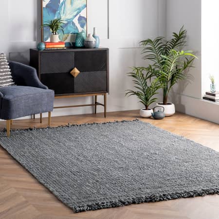 Gray Chunky Jute Tasseled Area Rug