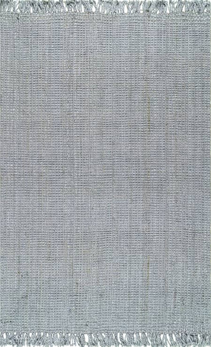 Gray Chunky Jute Tasseled Area Rug