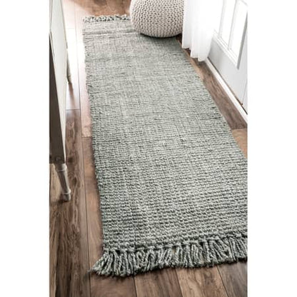 Gray Chunky Jute Tasseled Area Rug