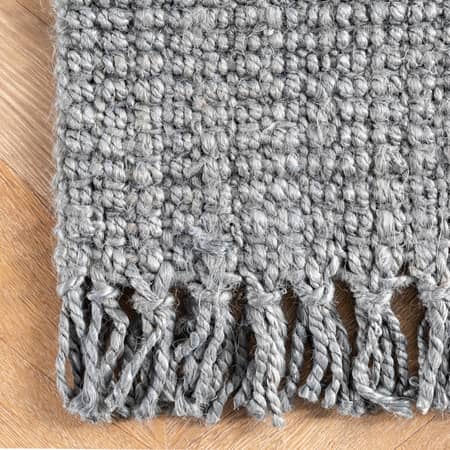 Gray Chunky Jute Tasseled Area Rug