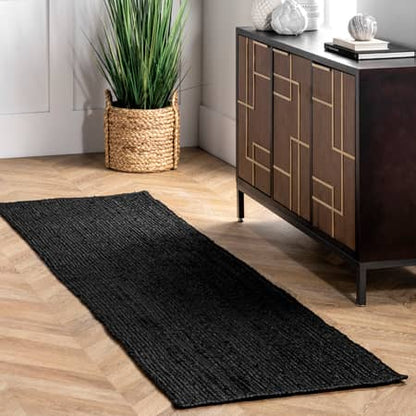 Black Jute Braided Area Rug