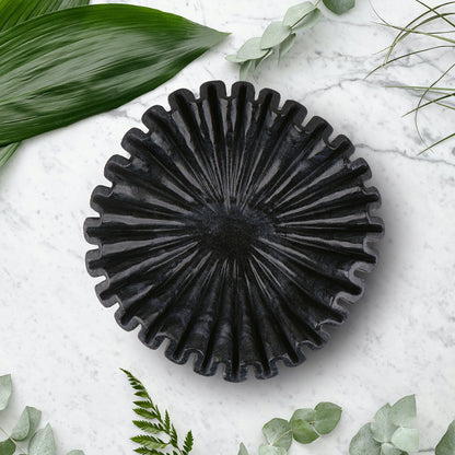 Black Marble Fluted Bowl