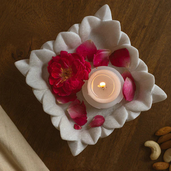 Marble Petals Square Bowl