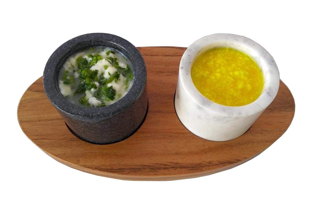Marble And Wood Condiment Set With Spoons