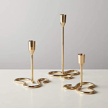 Golden Curve Tapered Candle Holder Set Of 3