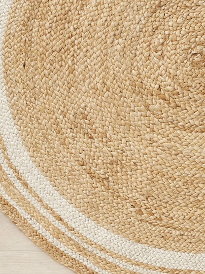 Handmade Beige Braided Round Jute Carpet