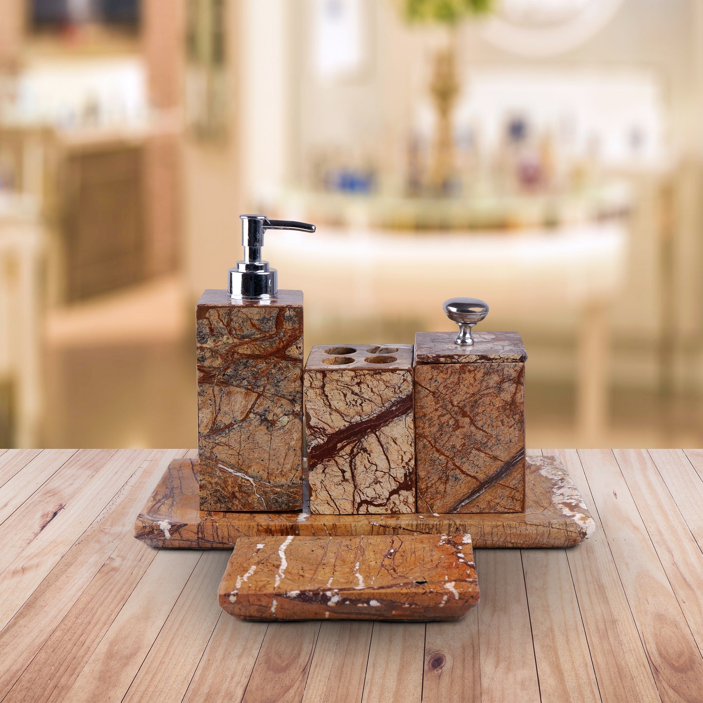 Brown Emperador Bathroom Storage Set of Marble – Le Home Decor