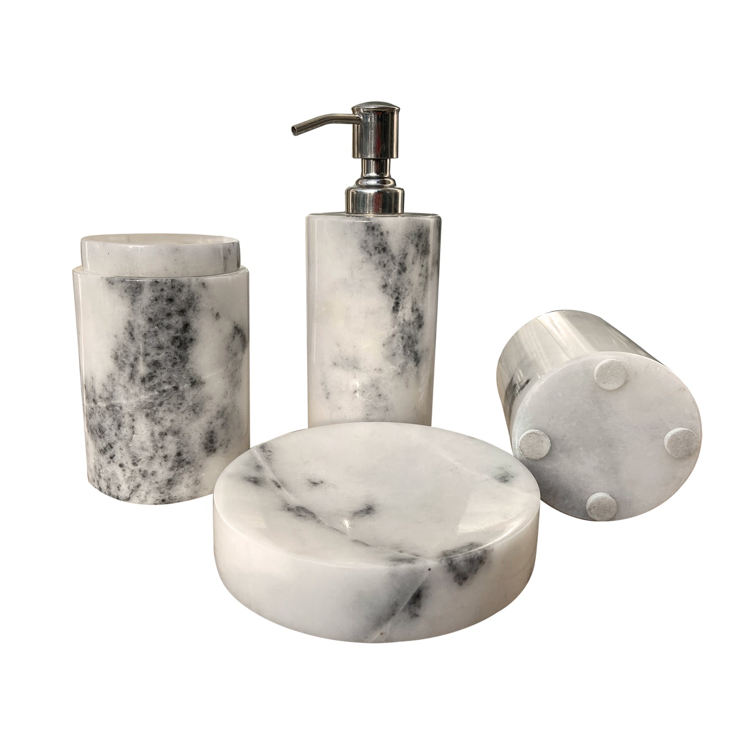 Glossy White Marble Bathroom Set