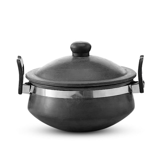 Black Terracotta Cooking Mud Pot with Lid