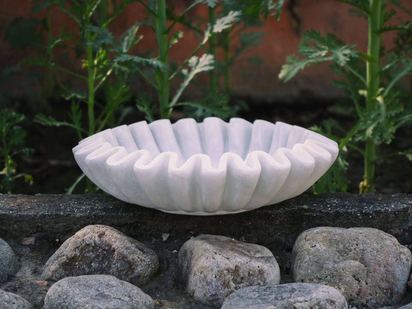 White Marble Scallop Bowl