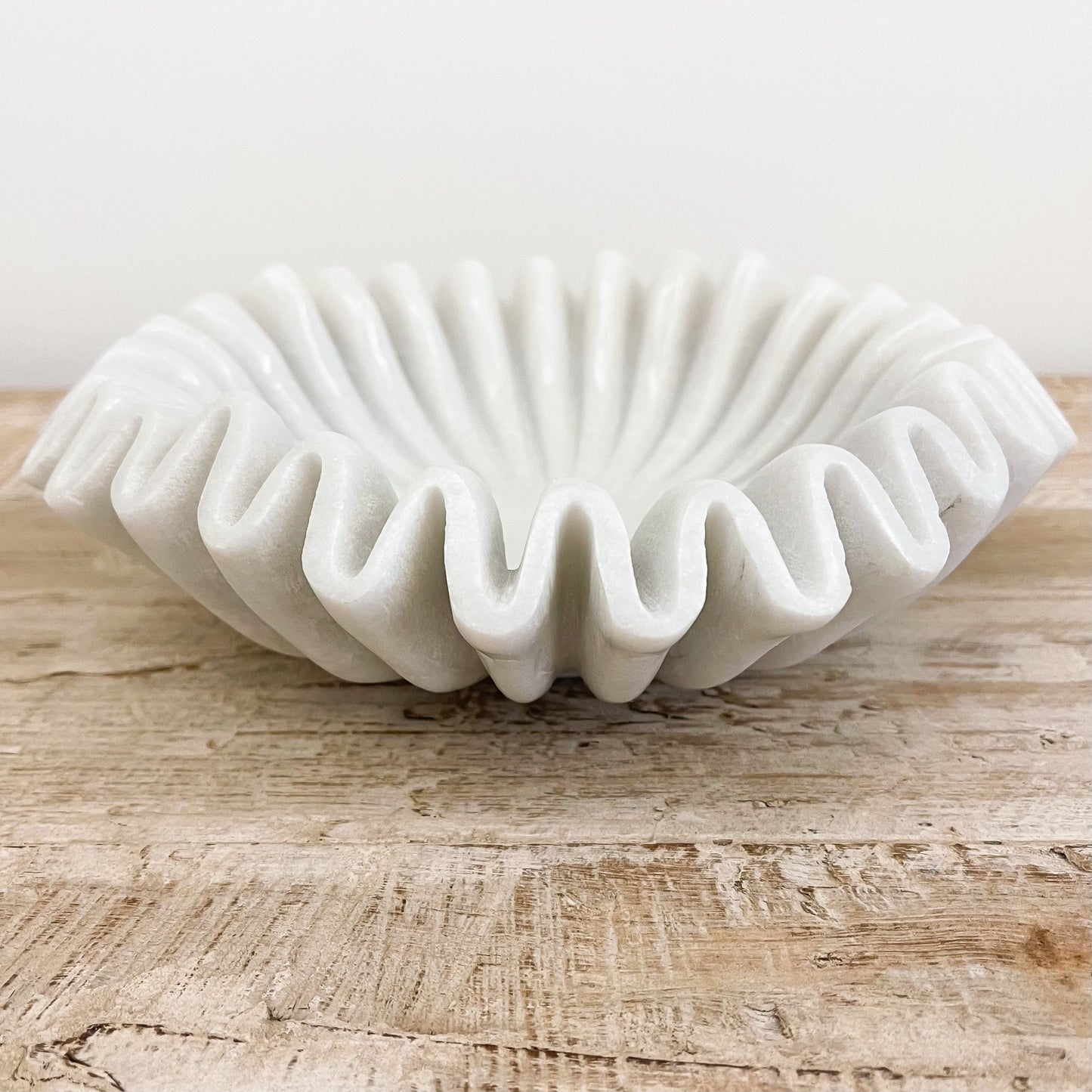 White Marble Ruffle Bowl