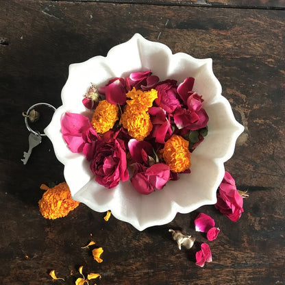 White Floral Fruit Bowl