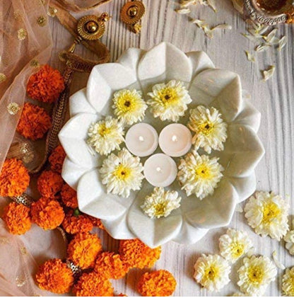 White Marble Lotus Bowl