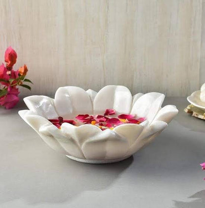 White Marble Lotus Bowl