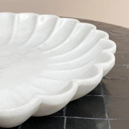 Marble Scalloped Large Tray