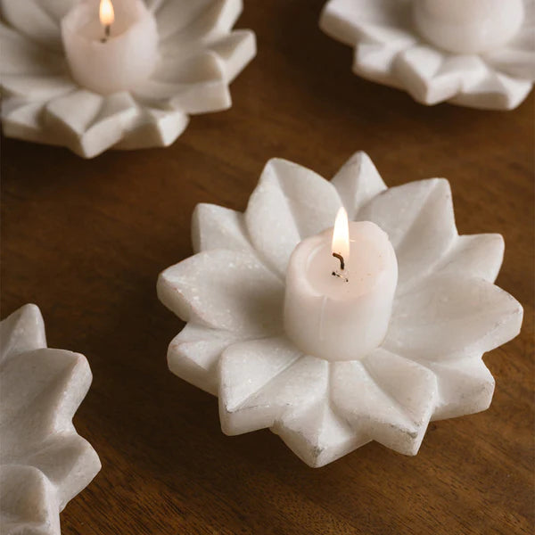 Marble Flower Tea Light Holder