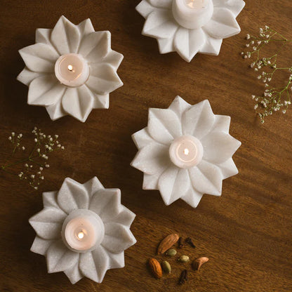 Marble Flower Tea Light Holder