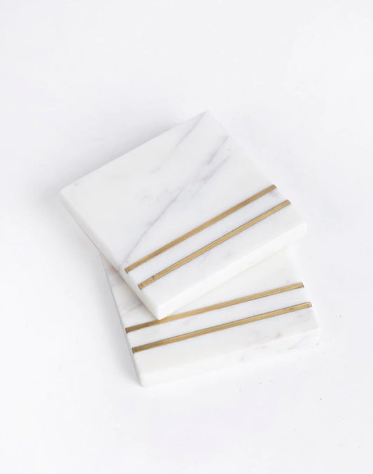 Golden Striped Marble Coaster