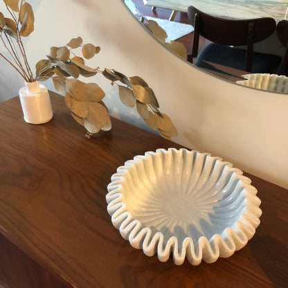 White Marble Scallop Bowl