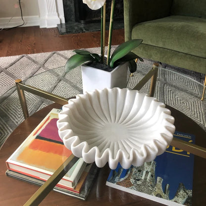 White Marble Scallop Bowl