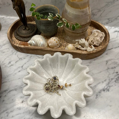 White Marble Scallop Bowl