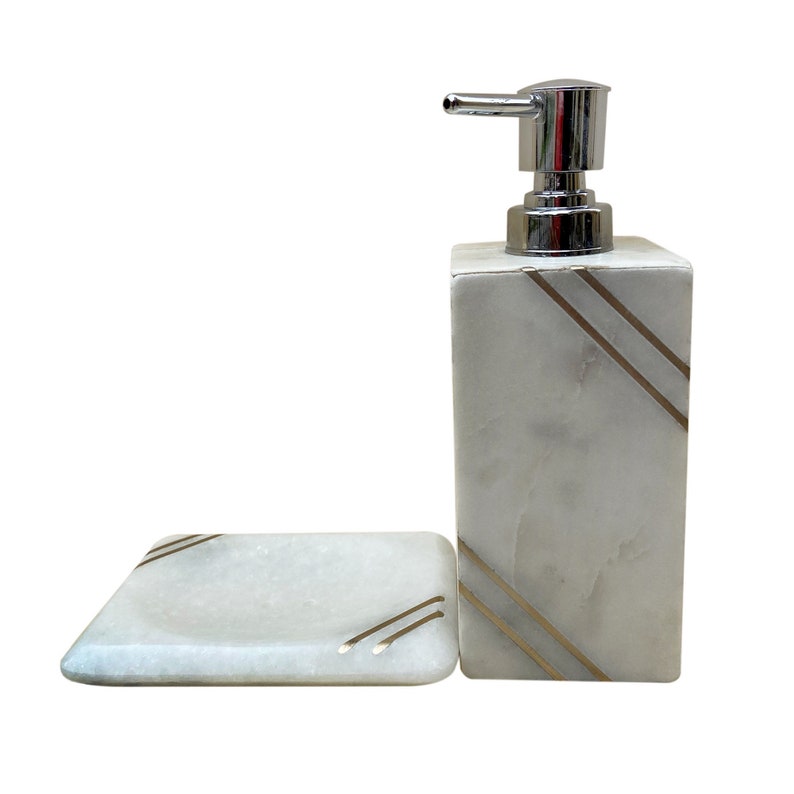 Marble Bathroom Set With Golden Stripe