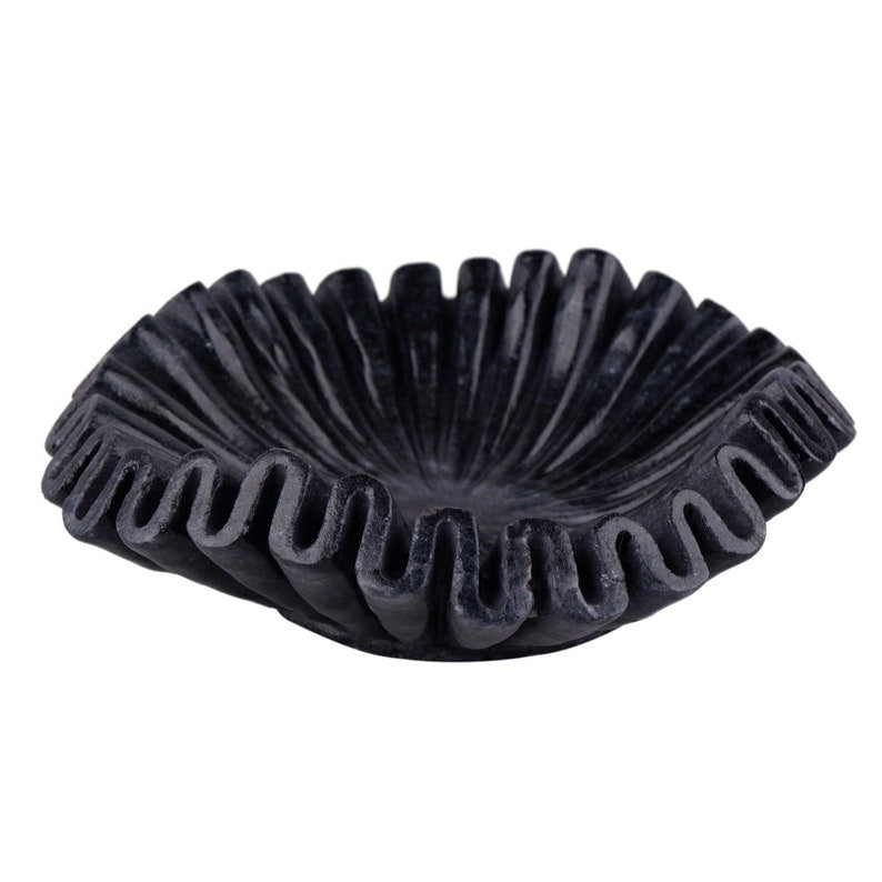 Black Marble Fluted Bowl