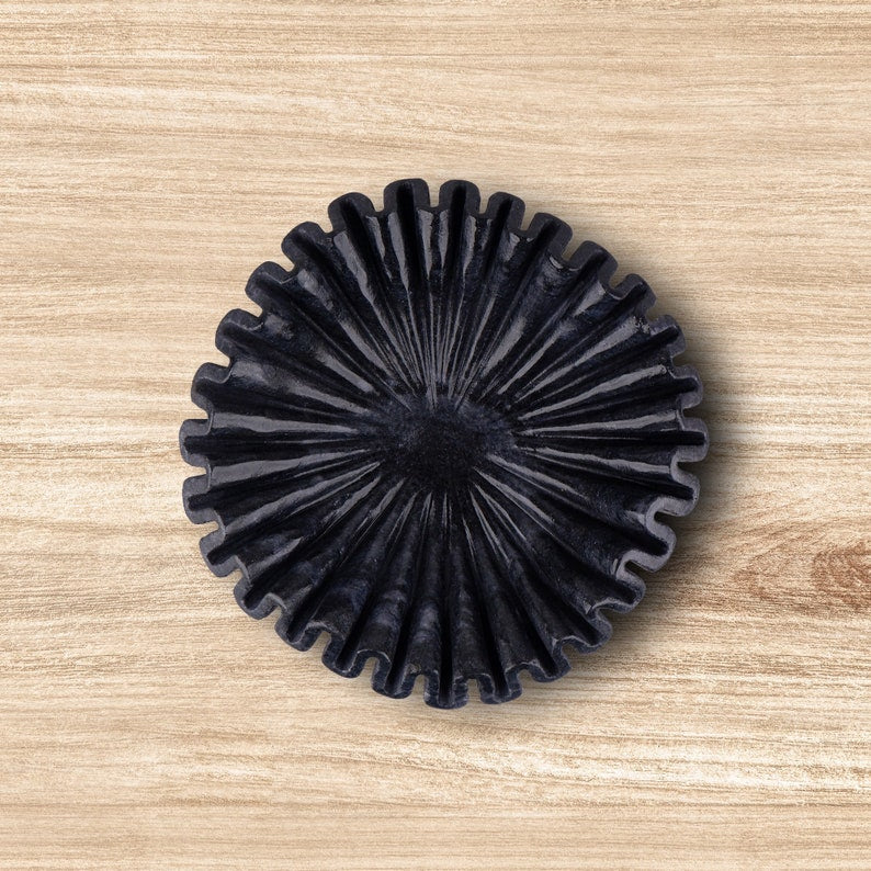 Black Marble Fluted Bowl