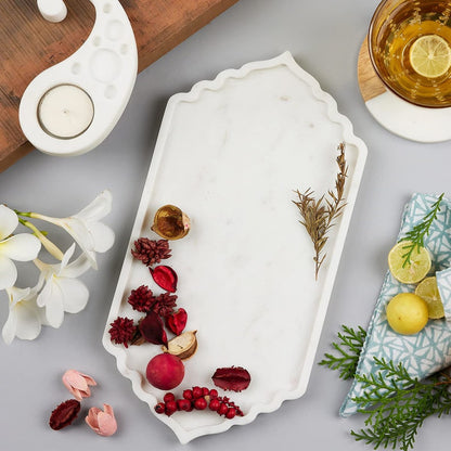 Large Mughal Oval Marble Tray